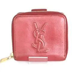 サンローラン 2つ折り財布 コンパクト ロゴ 型押し YSL レザー 財布