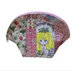 かわいい女の子　シェル型ポーチ　ハンドメイド パッチワーク