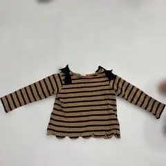プティマイン　ボーダーリボン長袖　ロンT トレーナー　90 女の子　秋トップス