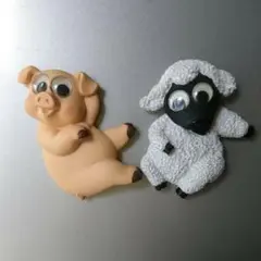 ヴィンテージ小物マグネット☆pig&sheep