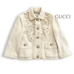 美品◎レア◎グッチGUCCI フラワーレースGGパールボタンツイードジャケット