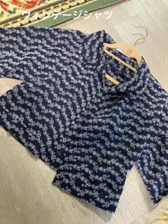 花柄刺繍 ネイビー ブラウス Mサイズ