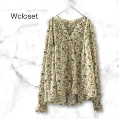 【SALE】Wcloset ダブルクローゼット ブラウス 花柄 総柄 ギャザー
