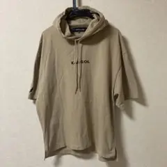 KANGOL フード付きベージュ半袖パーカー Fサイズ