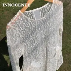 INNOCENTE シアーメッシュロングカットソー 総レースチュニック 重ね着