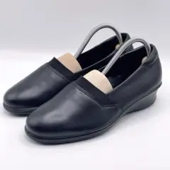 エコー ECCO スリッポン ローファー 35 黒 ウエッジソール レザー