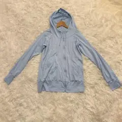 ☆美品☆　INLET 水色　ジップアップパーカー 着丈長めストレッチ素材　L