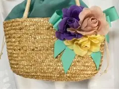 カゴバッグ コサージュ付(取り外し不可) レディースバッグ