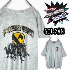 古着ギルダンバックプリントゆるだぼコットンTシャツライトグレーXL