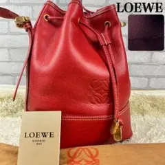✨極希少✨LOEWE 巾着 レザー ショルダー アナグラム 裏地総柄 ビンテージ