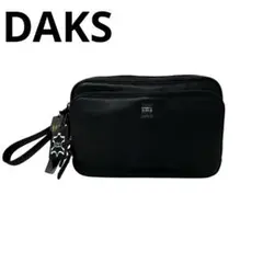 【タグ付き】 DAKS ダックス クラッチバッグ レザー ブラック