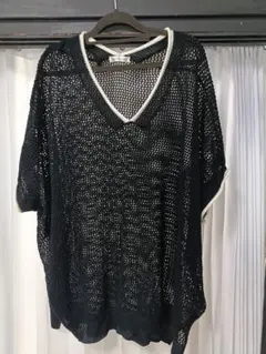 【美品】Re-J-SUPURE メッシュ編みVネックセーター サマーニット