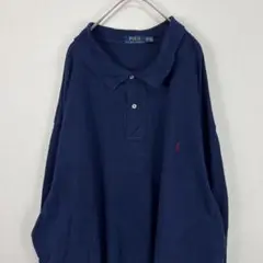 USA古着 Ralph Lauren ラルフローレン 長袖 ポロシャツ ネイビー