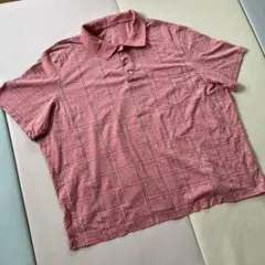 GEORGE 赤チェック柄 半袖 ポロシャツ 3XL