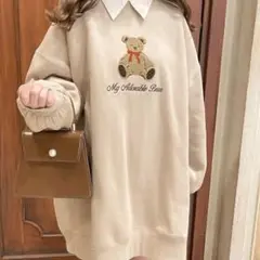 アプレジュール くま刺繍スウェットワンピース
