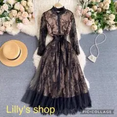 秋冬コーデ❤️ロングワンピース ドレス レディース パーティー レース