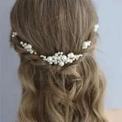 5点セット!ゴールド パール ヘアアクセサリー ウェディング 結婚式 髪飾りツ