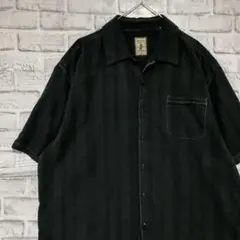 半袖シルクシャツ！アロハ　ブラックXLオーバーサイズ714