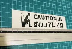 caution!すわってしてね！ステッカー（色変更可能）