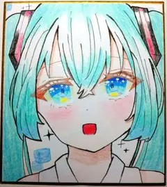 手描き　イラスト　初音ミク　ファンアート　可愛い