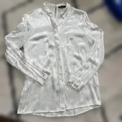 ZARA BASIC ホワイトサテンシャツ XS
