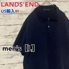 ●T288【US輸入】ランズエンド 半袖 ポロシャツ ブルー系 men's【L】