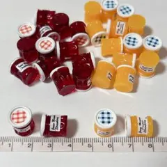 30個 ジャム瓶2種 チェック柄 ミニチュア ドールハウス ハンドメイド