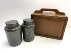 【中国古玩/唐物】煎茶道具 古錫造 点同 茶心壷 茶入 時代物 ※共箱付き