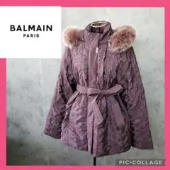 BALMAIN バルマン ダウンコード パープル 紫 ファー エレガント
