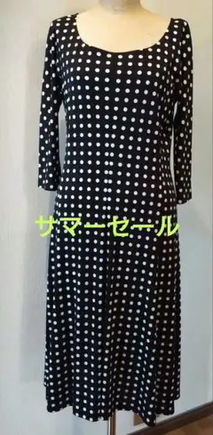 レキップ イナバヨシエ 水玉模様 七分袖 Aラインワンピース