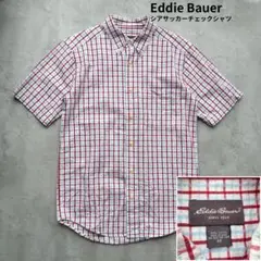 【Eddie Bauer】シアサッカーチェックシャツ 半袖 XS