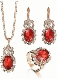 ネックレス ピアス 指輪 3点セット 輝く アクセサリー