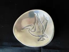 Hoselton Sculpture ホセルトン 銀色の飾り皿 ペリカン