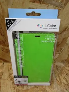 (新品）【iPhoneXS/X 手帳型ケース】i.Color (グリーン）