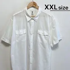 USA古着　カジュアルシャツ　半袖　XXL　ホワイト　白　無地　ロゴ　IZOD