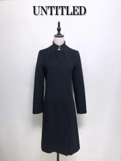 11 高級 アンタイトル アンゴラ スタンドカラー ロングコート 黒ブラック