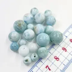 特価【現品限り】天然石ラリマー 丸玉 ミックスサイズまとめ売り20個 ⑥
