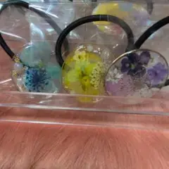 【新品未使用】ハンドメイド　押し花レジンヘアゴム 　5個セット