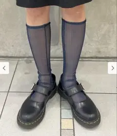 【新品未使用】Raybeams チュールチェックソックス ネイビー