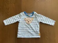 クマ刺繍ストライプ長袖Tシャツ 70-80cm