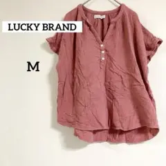 即購入OK✨LUCKY BRAND【M】半袖シャツ ピンク Ｖネック トップス