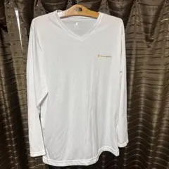 Champion ホワイト Vネック 長袖カットソー