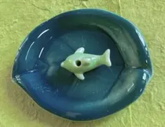 有田焼　お香立て（青緑の陶磁器製受皿 &グリーンイルカお香立て）※アウトレット品