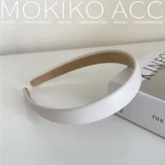 ホワイト 合成皮革 ヘアバンド