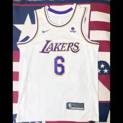 Lakers 背番号6 ホワイト メンズ ノースリーブ 白 バスケットボール