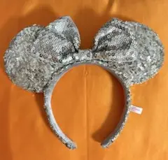 ディズニー　カチューシャ　ミニー　スパンコール　シルバー