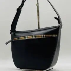 美品✨BURBERRY ワンショルダーバッグ ノバチェック シャドーホース 黒