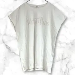 アーヴェヴェ　ホワイトTシャツ　白Tシャツ　半袖　英文字　コットン　綿　M