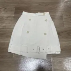 【美品】ルシェルブルー　ホワイトダブルボタンミニスカート　34