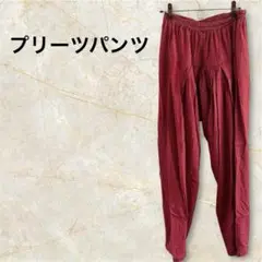 赤 プリーツ入り ベリーダンスパンツ 部屋着